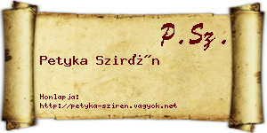 Petyka Szirén névjegykártya